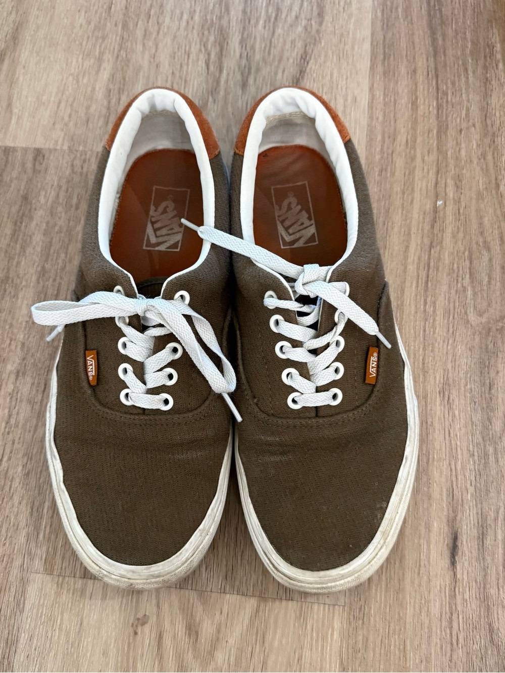 Vans Brown Canvas Low-Top Sneakers with White Accents